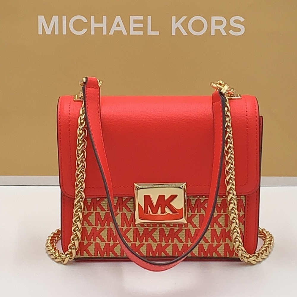 MICHAEL KORS SONIA SMALL SQUARE SHOULDER XBODY CORAL REEF COLOR - Picture 10 of 16